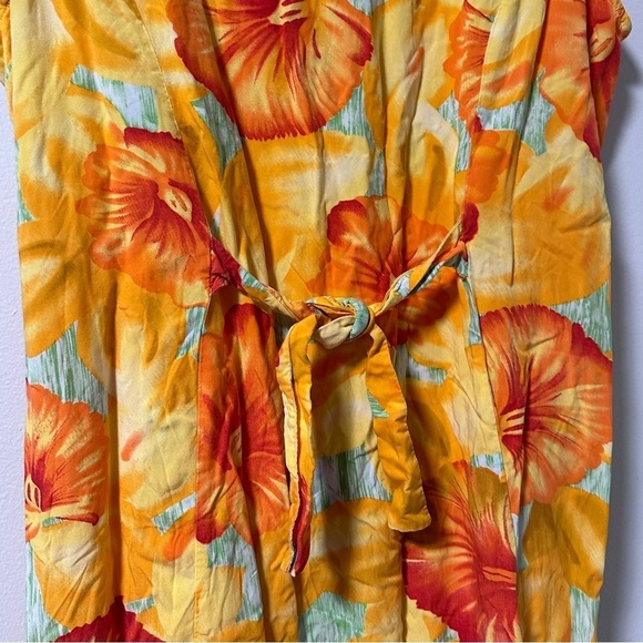 Carolina Colours Orange Floral Tropical Sleeveless Collared Midi Dress Size 22W - Picture 12 of 16